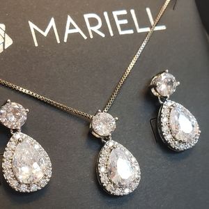 Mariell Pear Shape Teardrop Necklace and Earrings